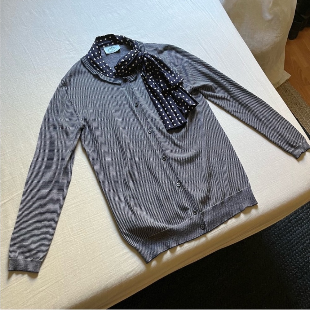 Authentic Prada button up with Polka Dot Scarf - Picture 3 of 11
